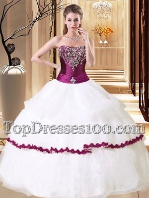Sleeveless Lace Up Floor Length Beading Ball Gown Prom Dress