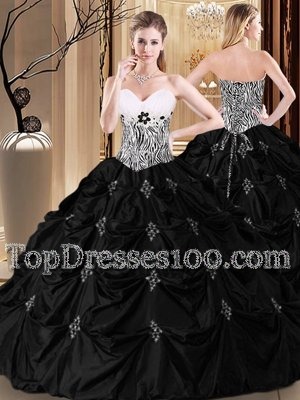 Ideal Pick Ups Floor Length Ball Gowns Sleeveless Black Quince Ball Gowns Lace Up