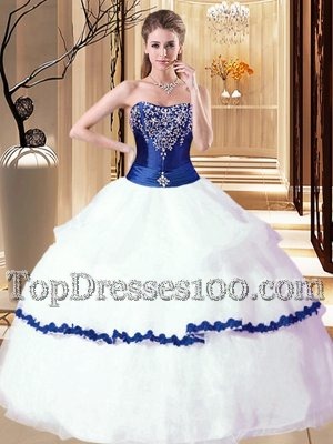 Modern Sleeveless Lace Up Floor Length Appliques and Embroidery and Pick Ups Sweet 16 Dresses