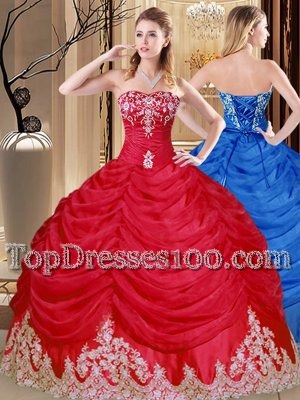 High End Pick Ups Floor Length Ball Gowns Sleeveless Coral Red Quinceanera Gowns Lace Up