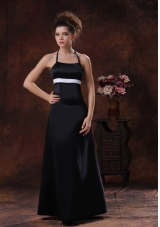 Taffeta Black Halter Column  Floor-length 2013 Bridesmaid Dress