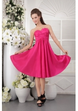 Discount Empire Strapless Knee-length Taffeta Rush Hot Pink Bridesmaid Dress