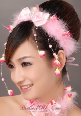 Lovely Pink Bowknot Feather Wedding Fascinators