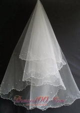 Beading Decorate Tulle Popular Wedding Veils
