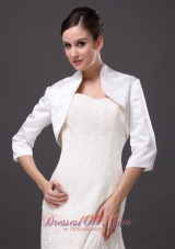 3/4 Sleeves Classical High-neck Satin Jacket For Wedding and Other Occasion