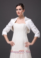 Hot Selling White Satin 3/4 Sleeves Jacket