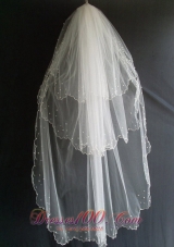 Beading Decorate Tulle Three Layers Graceful Wedding Veils