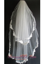 Lace Appliques and Beading Decorate Tulle Wedding Veils