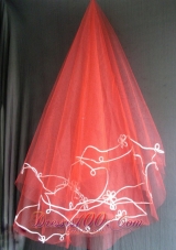 Red Tulle Wedding Viels