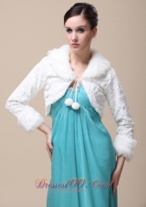 Faux Fur Special Occasion / Wedding Jacket With Long Sleeves and Fold-over Collar