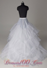 Three Layers A-line Brush Train Wedding Petticoat