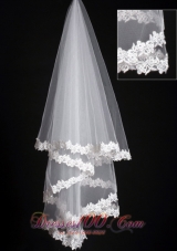 Lace Applique Edge Classical Organza Bridal Veils