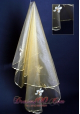 Champagne Hand Made Flowers Wedding Veils