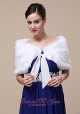 Rabbit Fur Special Occasion / Wedding Shawl  In Ivory With Off The Shoulder