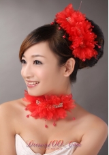 Red Chiffon Big Flowers With Beading For Wedding