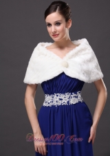 White Beautiful Faux Fur Wedding V-Neck Party / Prom / Cocktail Wraps