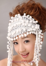 White Inexpensive Fascinator With Special Fabric