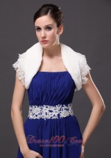 High Quality Faux Fur Special Occasion / Jacket  In Ivory With Lace Edge