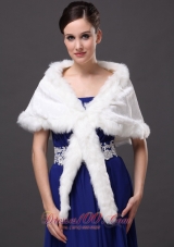 Faux Fur Elegant V-Neck White Wrap/Jacket For Winter