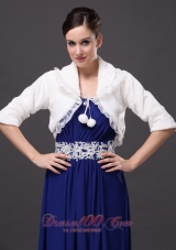 Modest V-Neck Half-Sleeves Faux Fur Wedding Party And Prom White Jacket