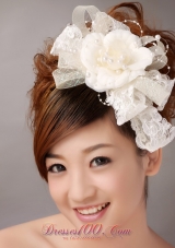 White Imitation Pearls Flower Sweet Tulle Fascinators