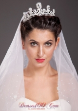 Fashionable Alloy Tiara With Floral Shaped Beading Accents