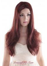 Graceful Auburn Long Silky Straight Human Hair Wig