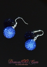 Blue Round Rhinestone Brand New Earrings