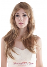 Long Blonde Human Hair Wig With Side Bang