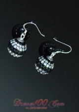 Popular Rhinestone Round Black and White Earrings