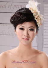 Champagne Tulle and Chiffon Fascinators With Imitation Pearls