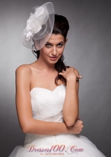 Beautiful Taffeta and Net Pearls Net Yarn Bridal Hat Headpieces