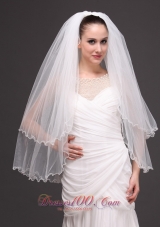 Two-tier Tulle White Ribbon Edge For Bridal Veils