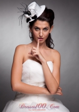 White and Black Beaded Bowknot Net Yarn Bridal Hat Headpieces