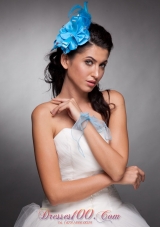 Blue Taffeta Beaded Hand Made Flowers Headpieces