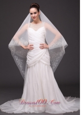 Beading Classic Tulle Bridal Veil For Wedding