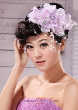 Lavender Beading and Hand Made Flowers For Headpiece