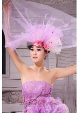Beautiful Headpieces Multi-color Hand Made Flowers Laveder Net For Party Headpieces