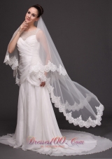 Two-tier Tulle With Lace For Wedding