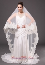 Lace Appliques One-tier Cathedral Tulle Graceful Wedding Veils