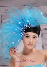 Aqua Blue Flowers Decorate Tulle Fascinators For Party