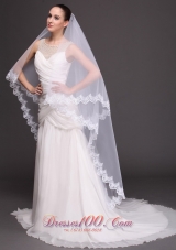 Two-tier Tulle With ELace Appliques Bridal Veil