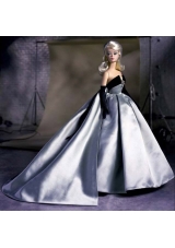 Exclusive Beading Grey Ball Gown Barbie Doll Dress