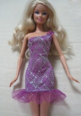 Fashion One Shoulder Mini-length Dress With Beading Gown For Barbie Doll