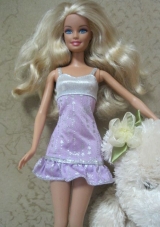 Cute Handmade Lilac Party Dress With Sequin Dress For Barbie Doll