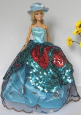Free Shipment Barbie Doll Lace and Sequins Clothes Party Dresses Gown