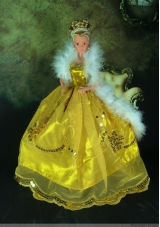 Luxurious Appliques Yellow Strapless Party Clothes Fashion Dress for Noble Barbie