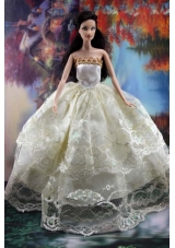 Lace Over Skirt and Ball Gown Made To Fit the Barbie Doll