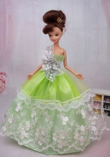 Exclusive Embroidery Ball Gown Organza Dress For Nobel Barbie