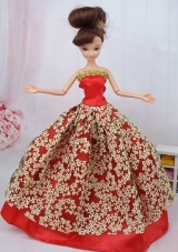 Fashionable Red Ball Gown Barbie Doll Dress